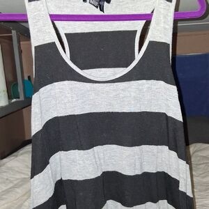 Forever 21 Black and Gray Striped Crop Top